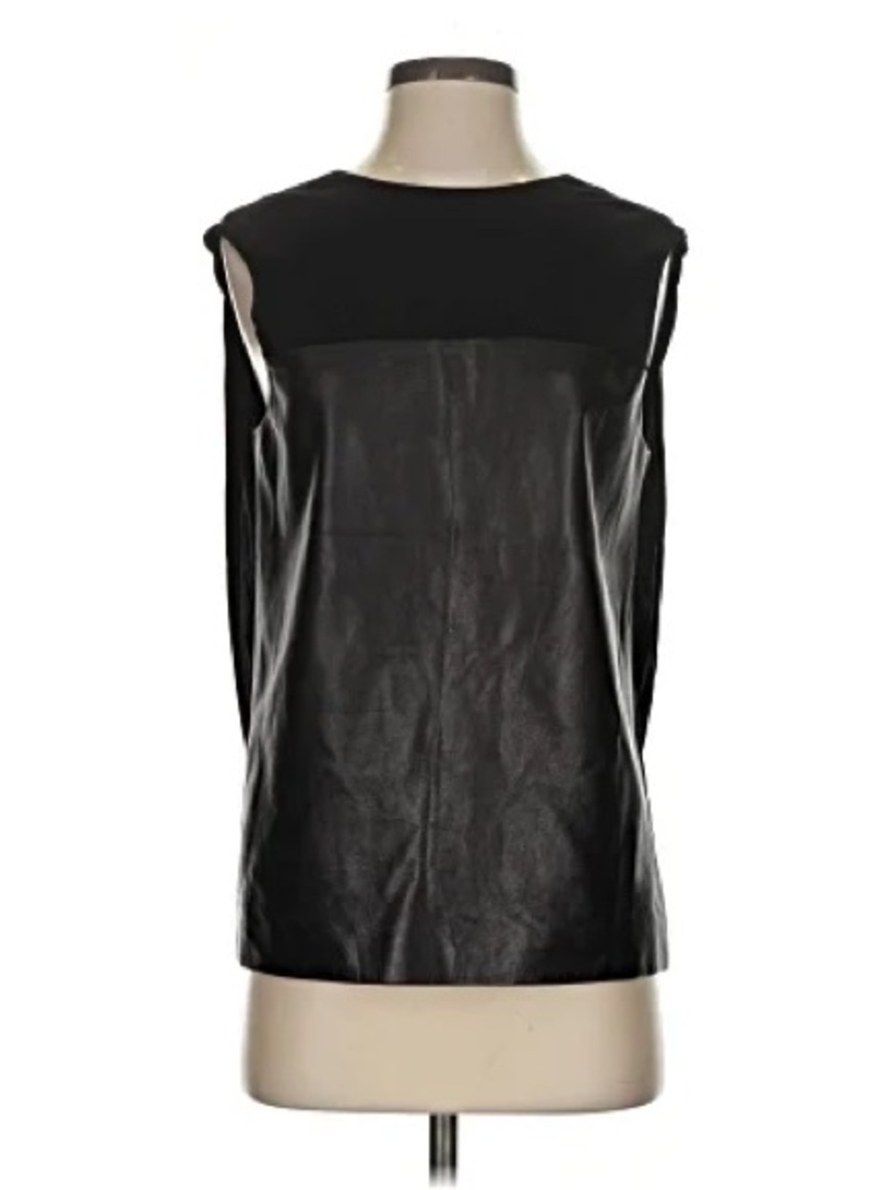Vintage Alexander Wang Black Sleeveless Leather Panel Top